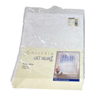 *New Galleria Lace Valance Rose White 60"WX18"L Kitchen Dining Bathroom Curtain